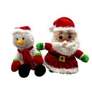 Cuddly Cousins Christmas Holiday Vintage Santa & Snowman 10" Plush Stuffed Toys‎